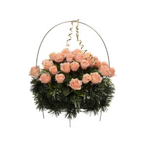 Изделие корзина овальная (цветы в красно розовых тонах) РК05505