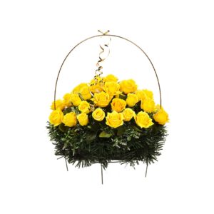 Изделие корзина овальная (цветы в жёлто бежевых тонах) РК05505
